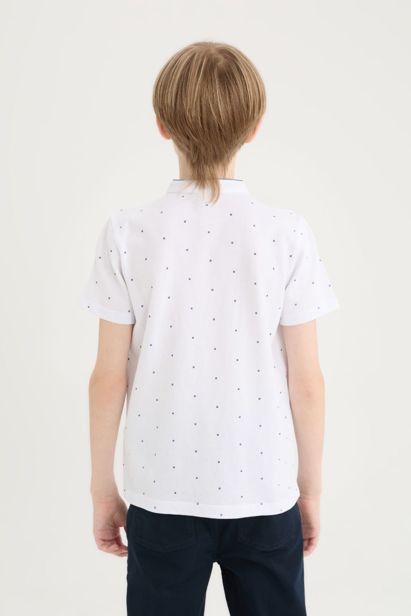 Erkek Çocuk - Genç Erkek Beyaz Hakim Yaka Pike Kısa Kollu Tişört Erkek Çocuk