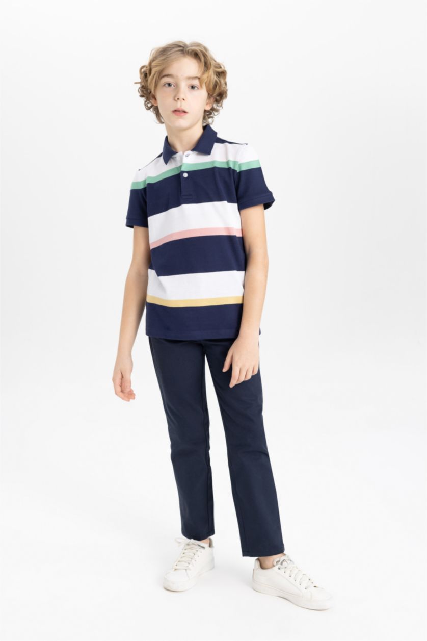 Erkek Çocuk - Genç Erkek Lacivert Pike Kısa Kollu Polo Tişört Erkek Çocuk