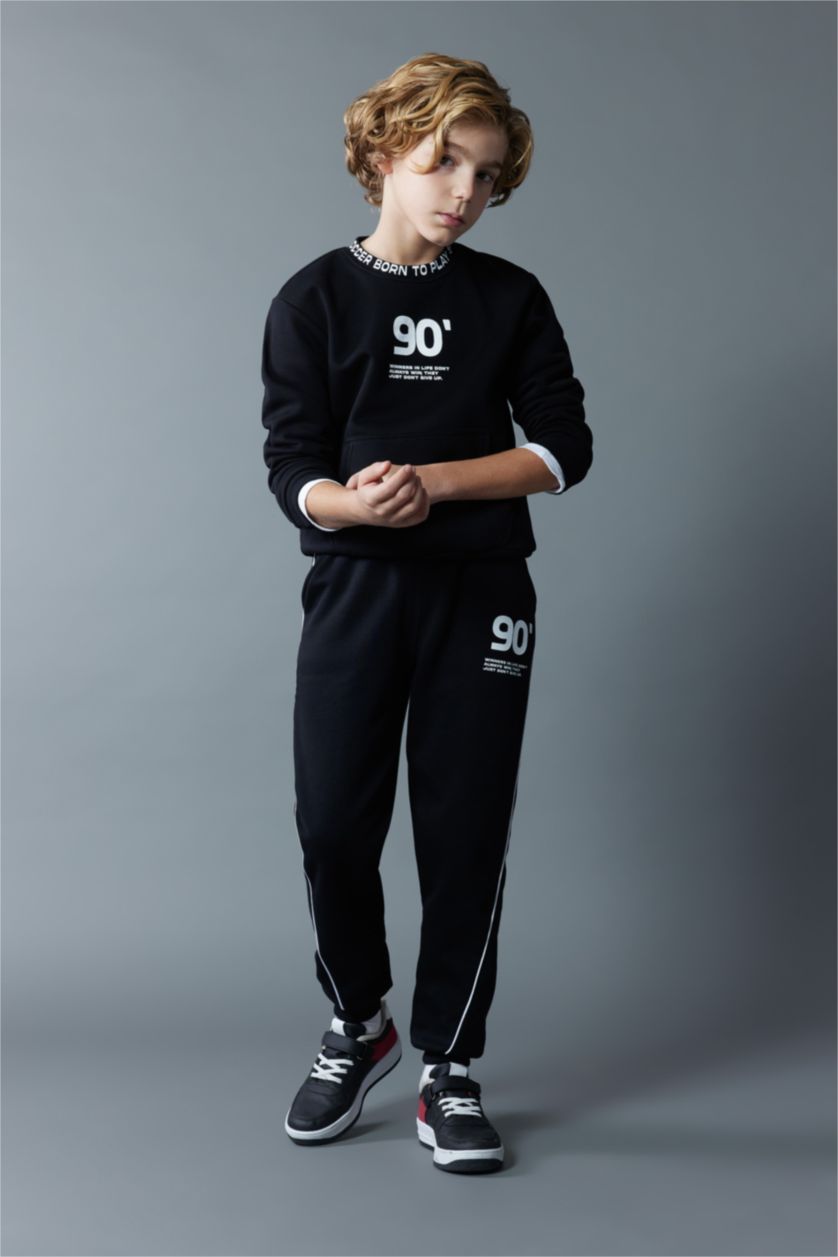BOYS & TEENS Black Boy Regular Fit Thick Sweatpants