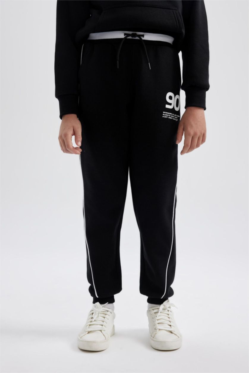 BOYS & TEENS Black Boy Regular Fit Thick Sweatpants