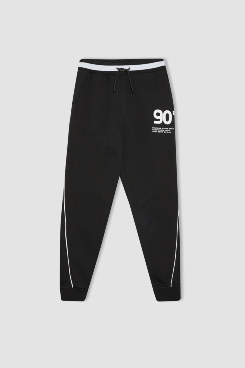 BOYS & TEENS Black Boy Regular Fit Thick Sweatpants