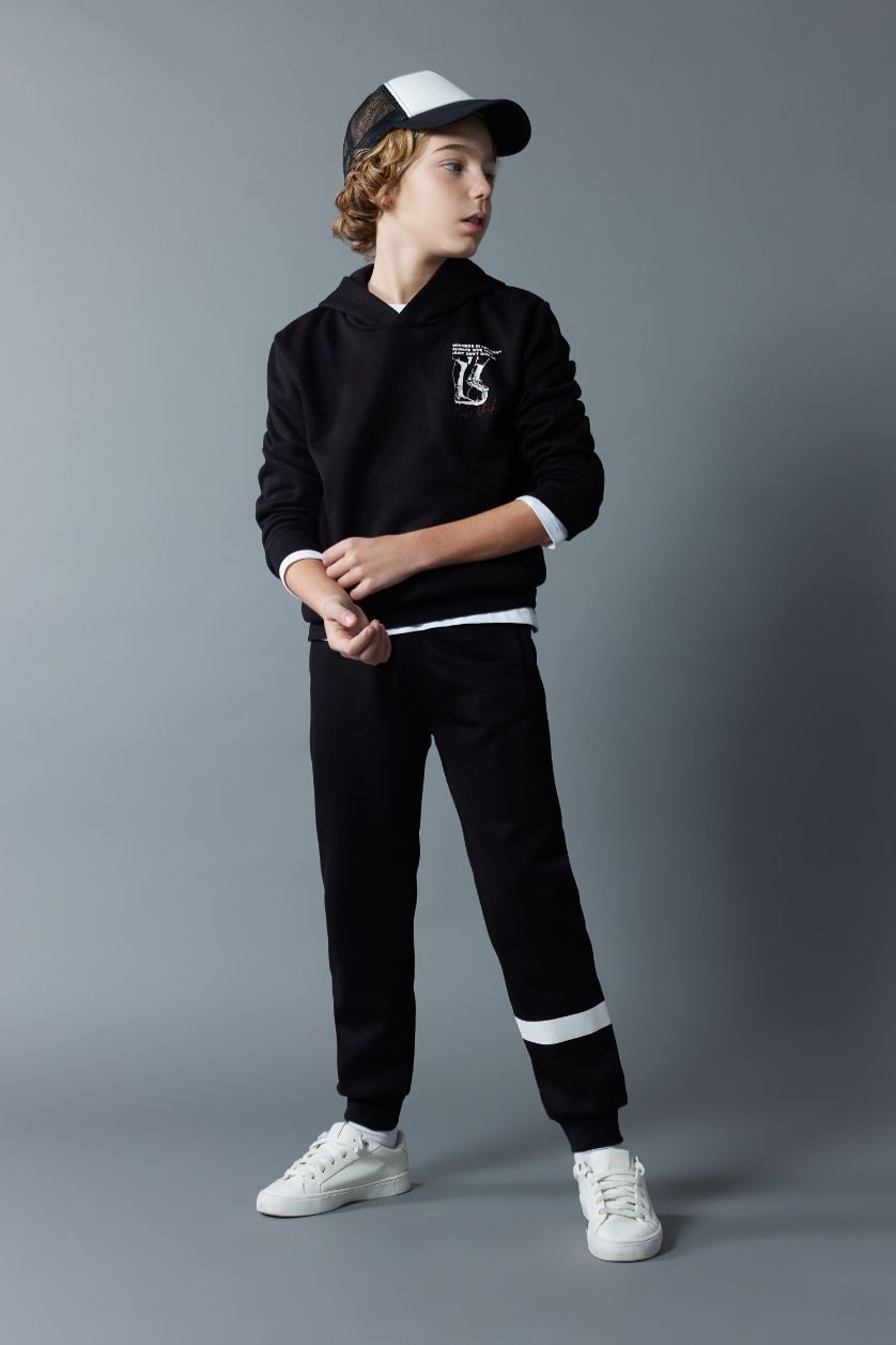 أولادي أسود بنطلون سويت بانتس اولادي تقيل قصة عادية بأستك من تحت