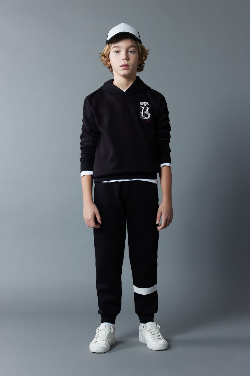 أولادي أسود بنطلون سويت بانتس اولادي تقيل قصة عادية بأستك من تحت