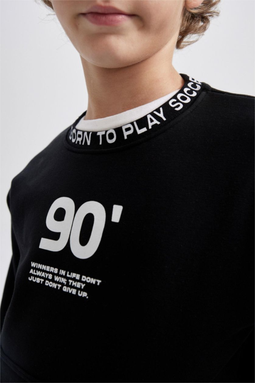 Young Boys - Teen Boys Black Regular Fit Crew Neck Sweatshirt