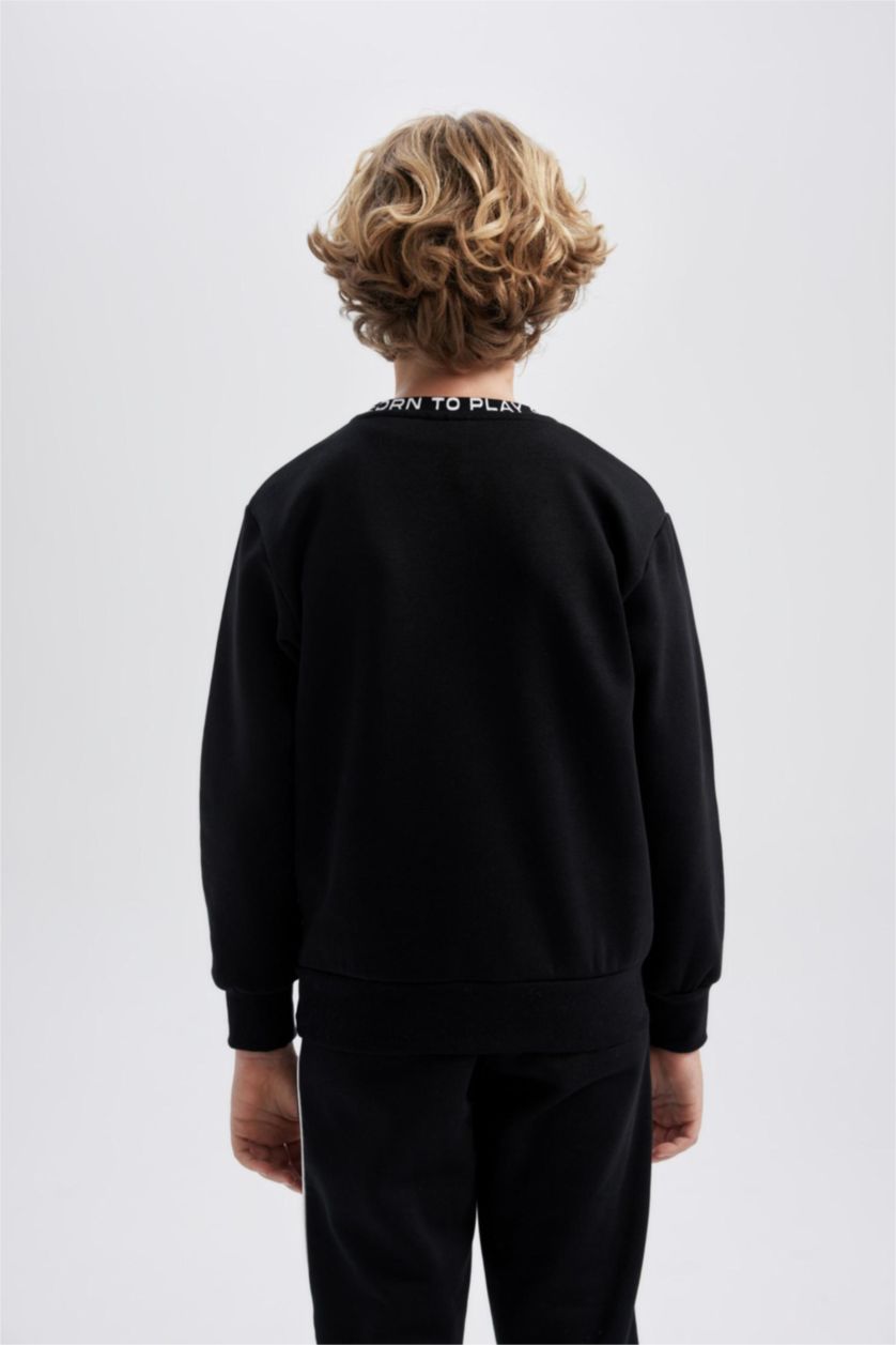 Young Boys - Teen Boys Black Regular Fit Crew Neck Sweatshirt