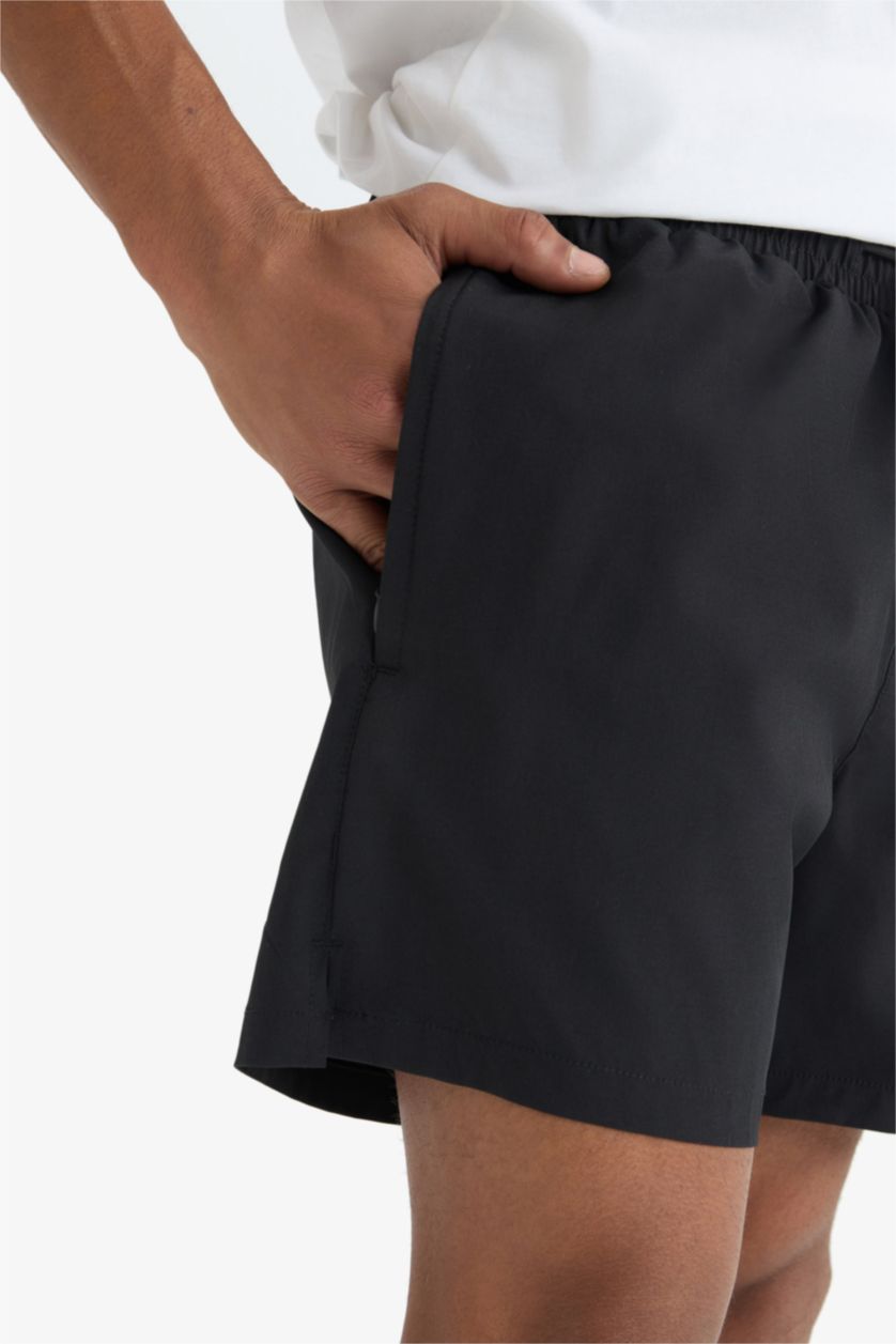 MAN Black DeFactoFit Sports Printed Flexible Textured Swim Shorts