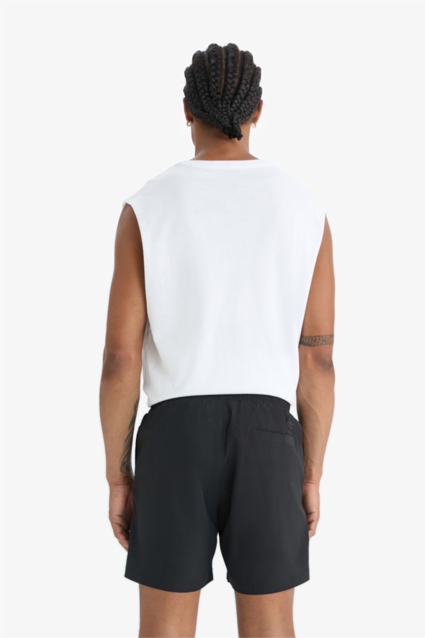 MAN Black DeFactoFit Sports Printed Flexible Textured Swim Shorts