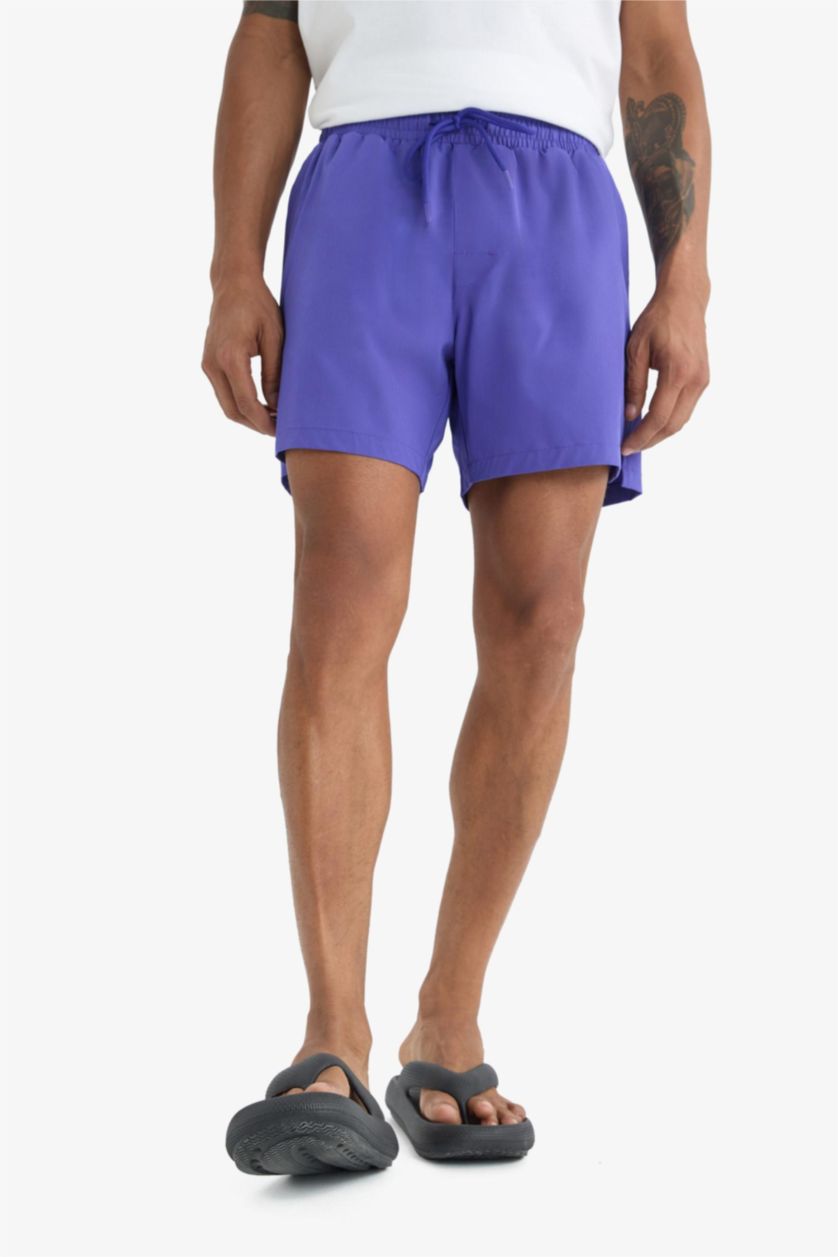 MAN Purple DeFactoFit Sports Printed Flexible Textured Swim Shorts