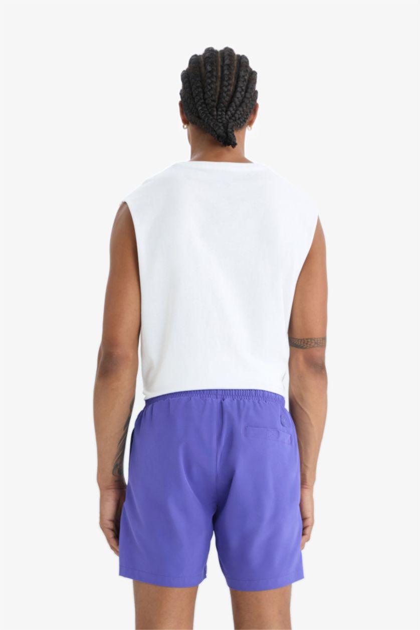 MAN Purple DeFactoFit Sports Printed Flexible Textured Swim Shorts