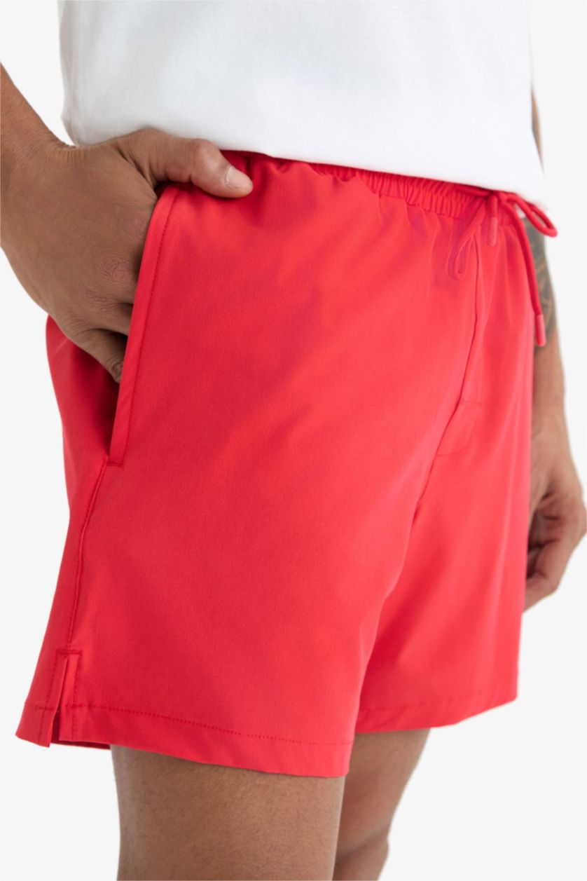Man Red DeFactoFit Sports Printed Flexible Textured Swim Shorts