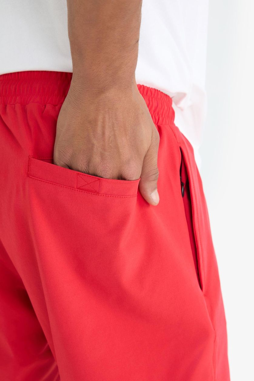 Man Red DeFactoFit Sports Printed Flexible Textured Swim Shorts