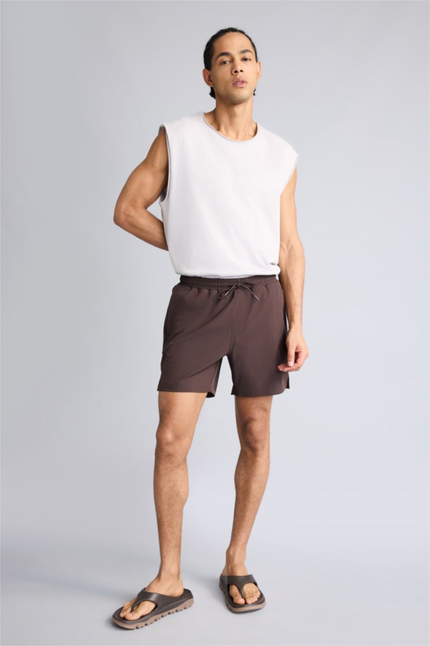 Мужчины Коричневый Пляжные шорты из эластичной ткани