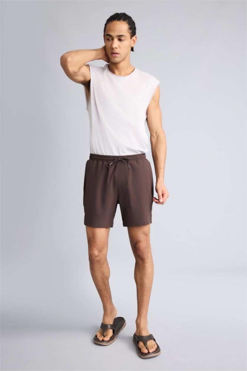 Мужчины Коричневый Пляжные шорты из эластичной ткани