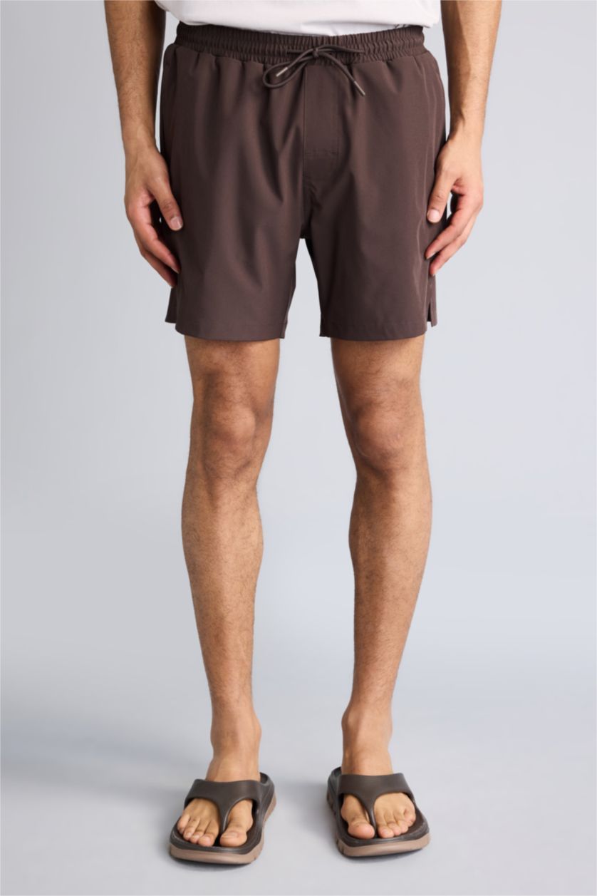 Мужчины Коричневый Пляжные шорты из эластичной ткани