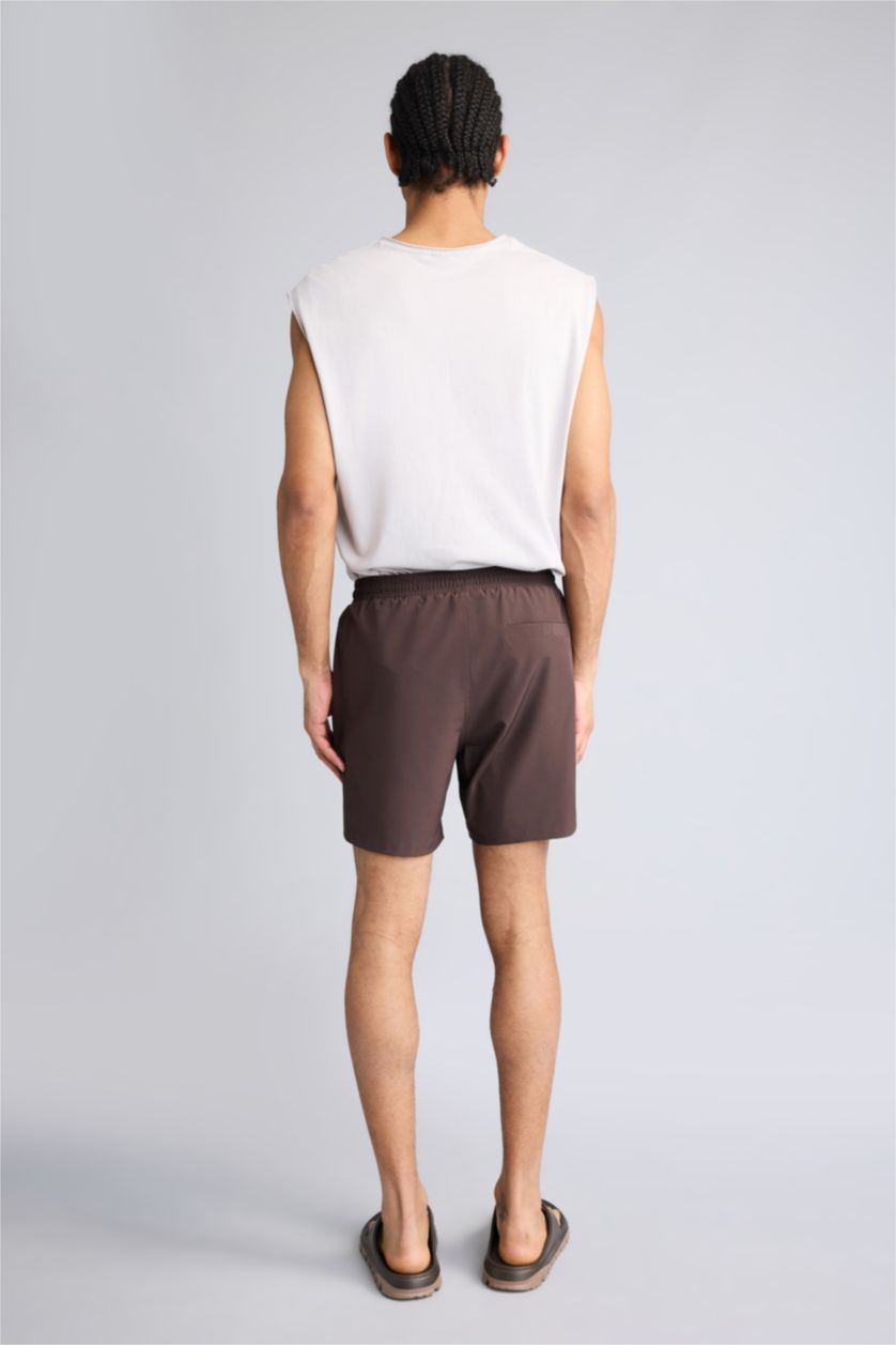 Мужчины Коричневый Пляжные шорты из эластичной ткани