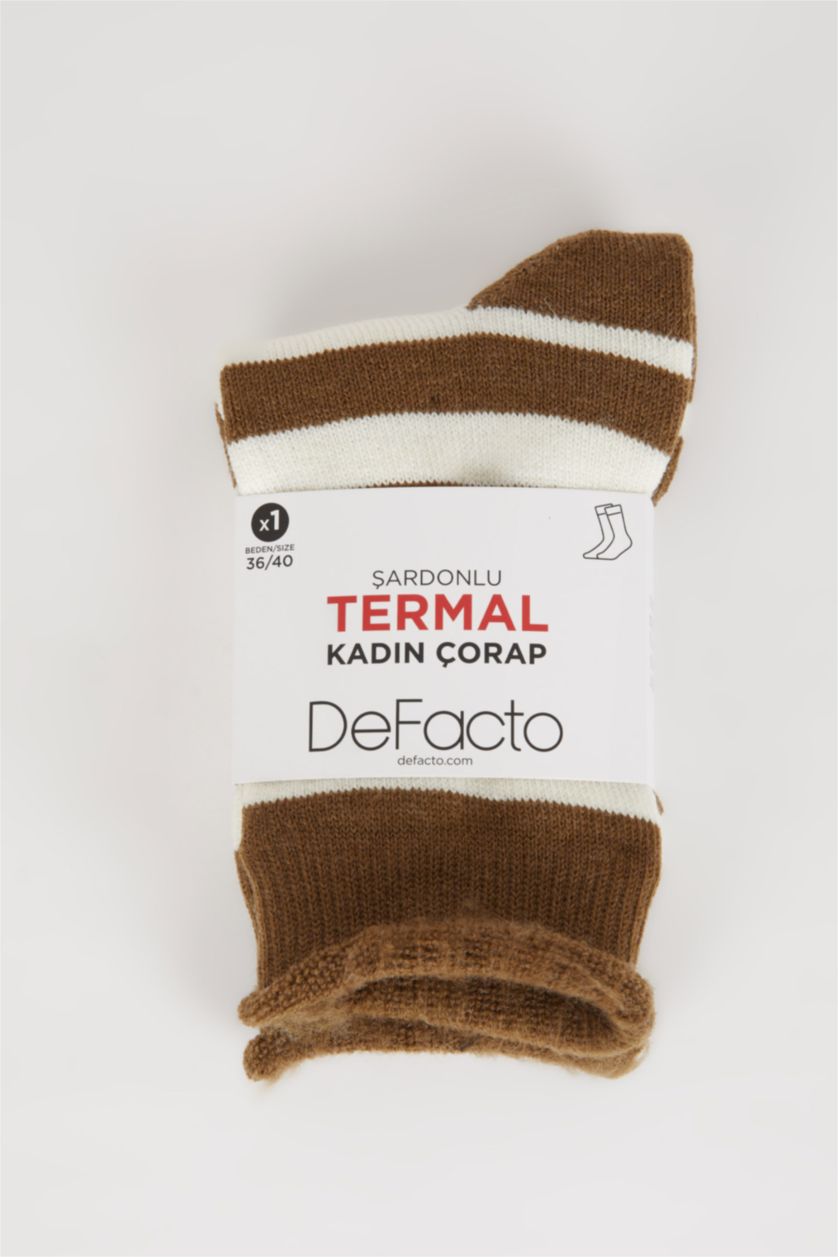 Kadın Koyu Kahve Termal Termal Çorap