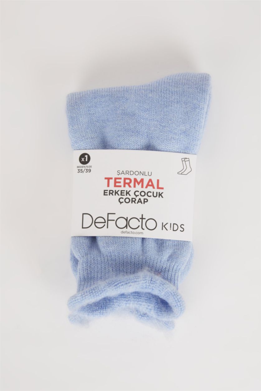 Erkek Çocuk - Genç Erkek Açık Mavi Erkek Çocuk Pamuklu Uzun Çorap