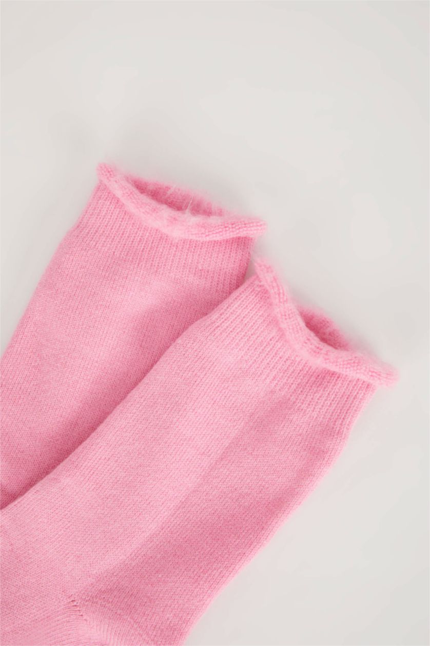Kız Çocuk - Genç Kız Pembe Kız Çocuk Pamuklu Termal Uzun Çorap