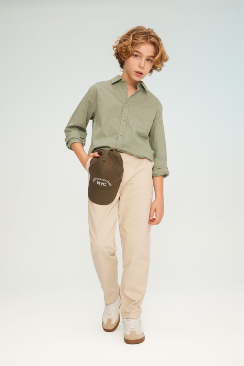 Мальчики и подростки Светло-зеленый Рубашка с длинным рукавом для мальчиков