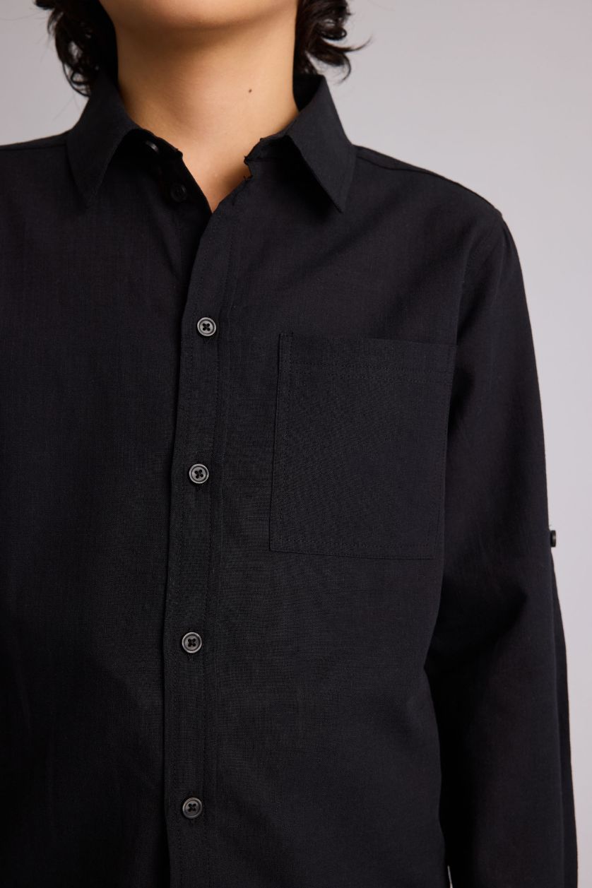 Boys & Teens Black Regular Fit Long Sleeve Shirt