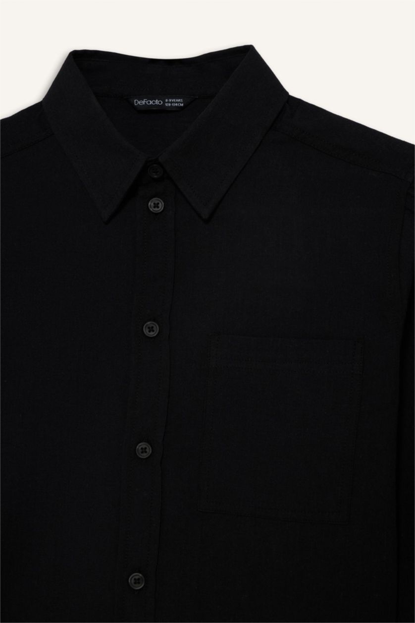 GARÇONS Noir Chemise aspect lin à manches longues pour garçon