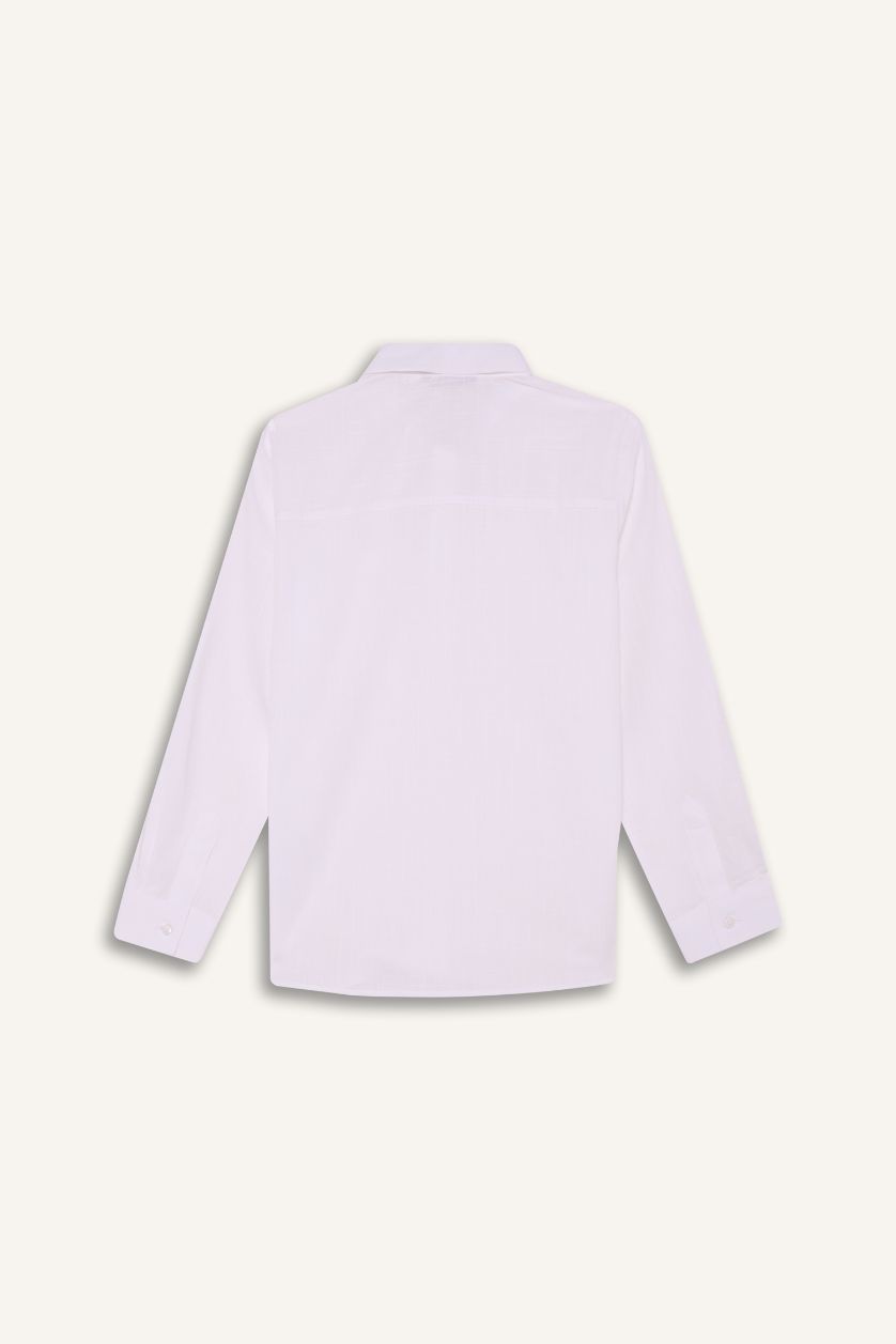 أولادي أبيض قميص بمظهر كتان أولادي