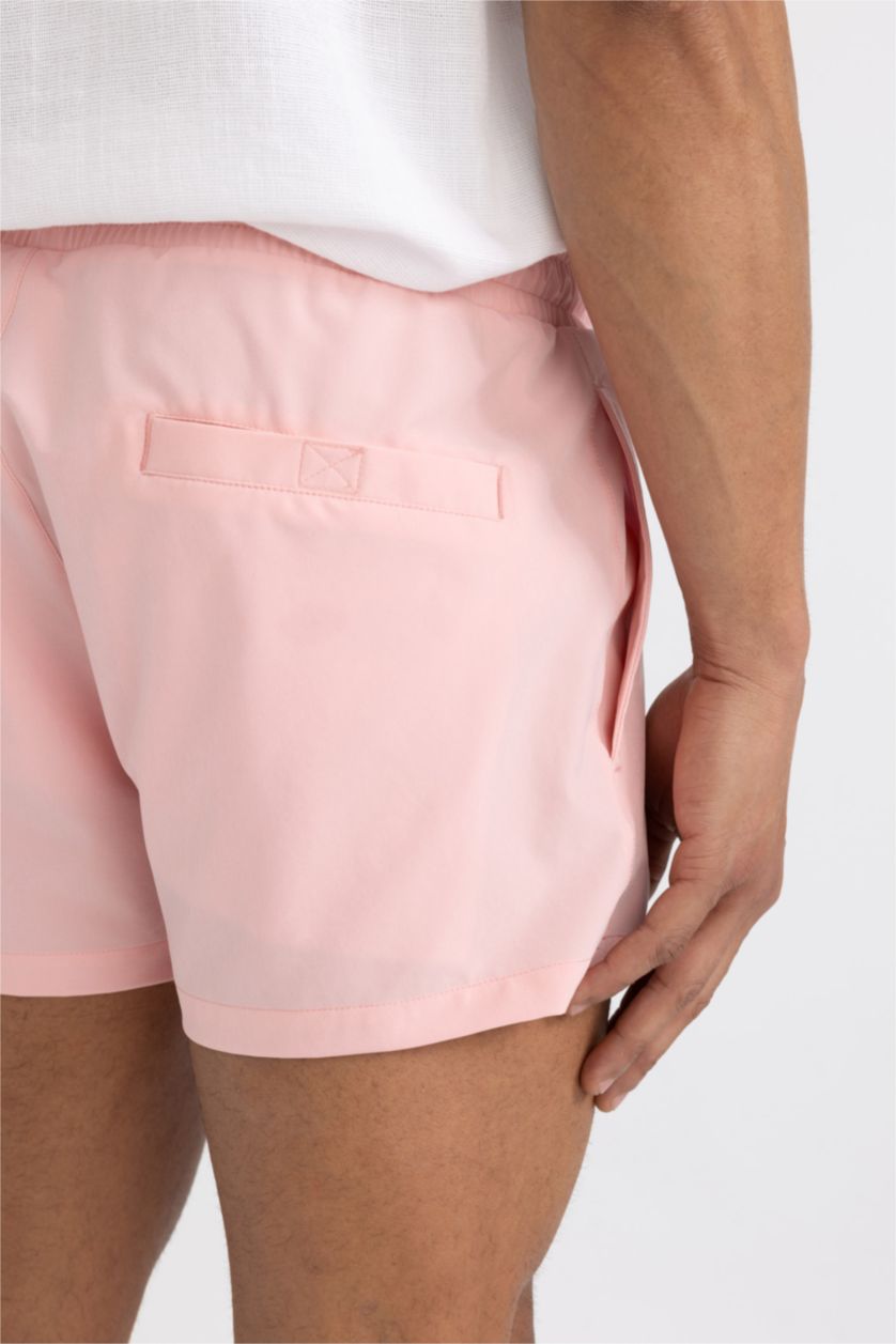 Erkek Pembe Andy Baskılı Esnek Dokulu Kısa Boy Sporcu Deniz Şortu