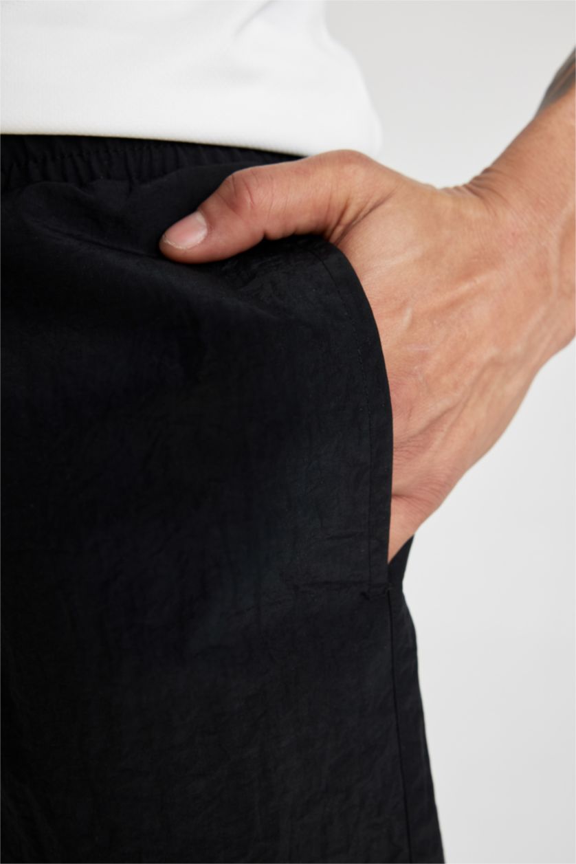 Man Black DeFactoFit Regular Fit Printed Short Swim Shorts