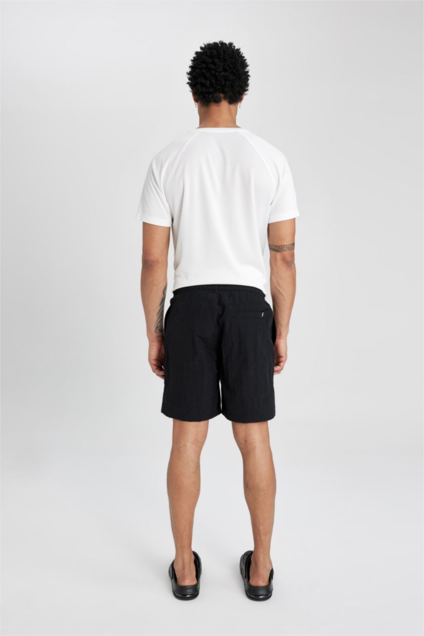 Man Black DeFactoFit Regular Fit Printed Short Swim Shorts