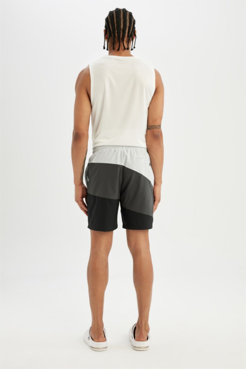 Man Anthracite DeFactoFit Regular Fit Printed Flexible Textured Short Swim Shorts