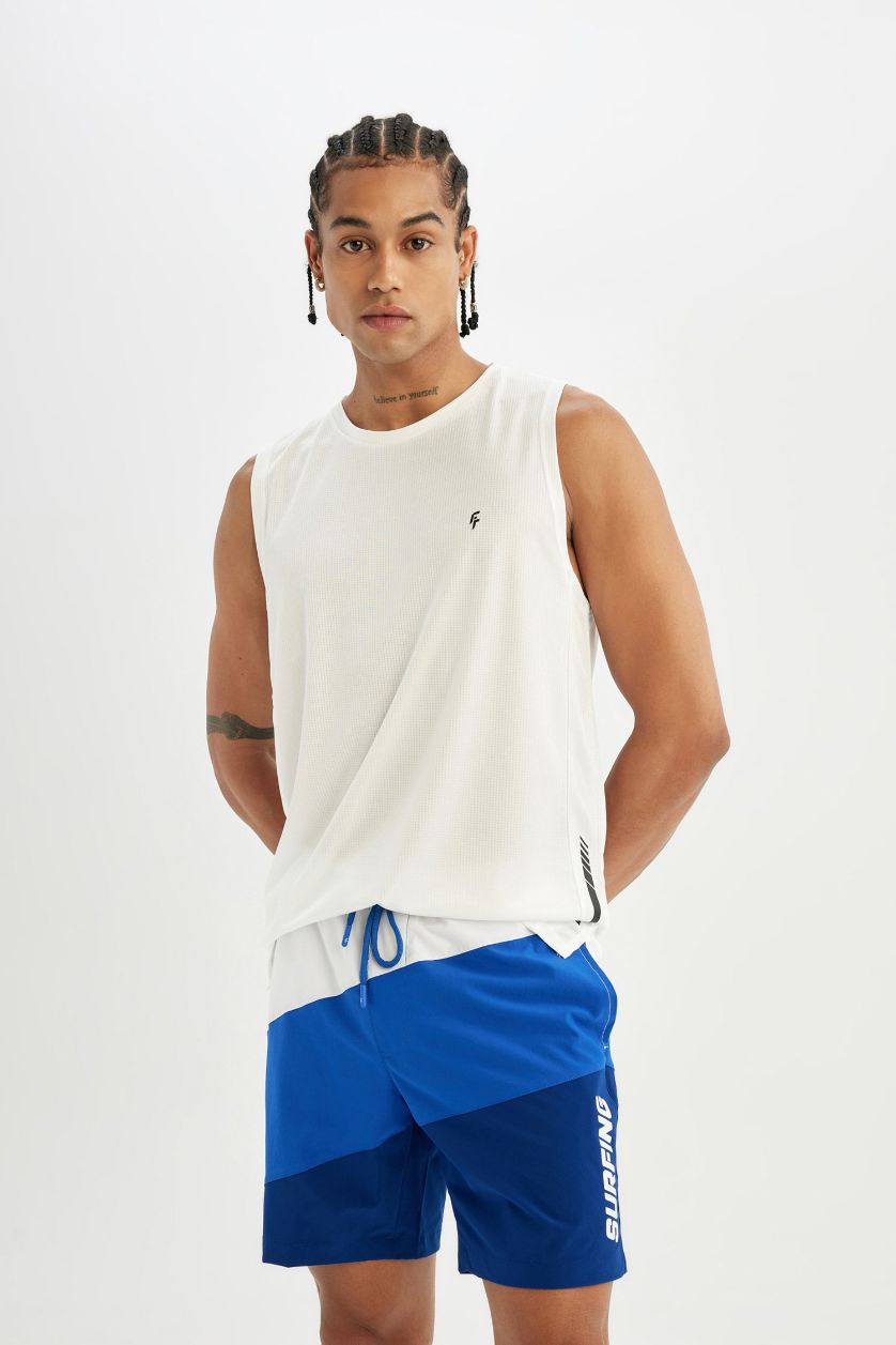 Erkek Royal Regular Fit Baskılı Esnek Dokulu Sporcu Kısa Boy Deniz Şortu