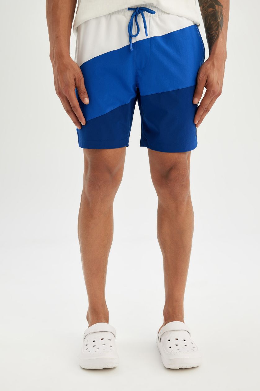 Erkek Royal Regular Fit Baskılı Esnek Dokulu Sporcu Kısa Boy Deniz Şortu