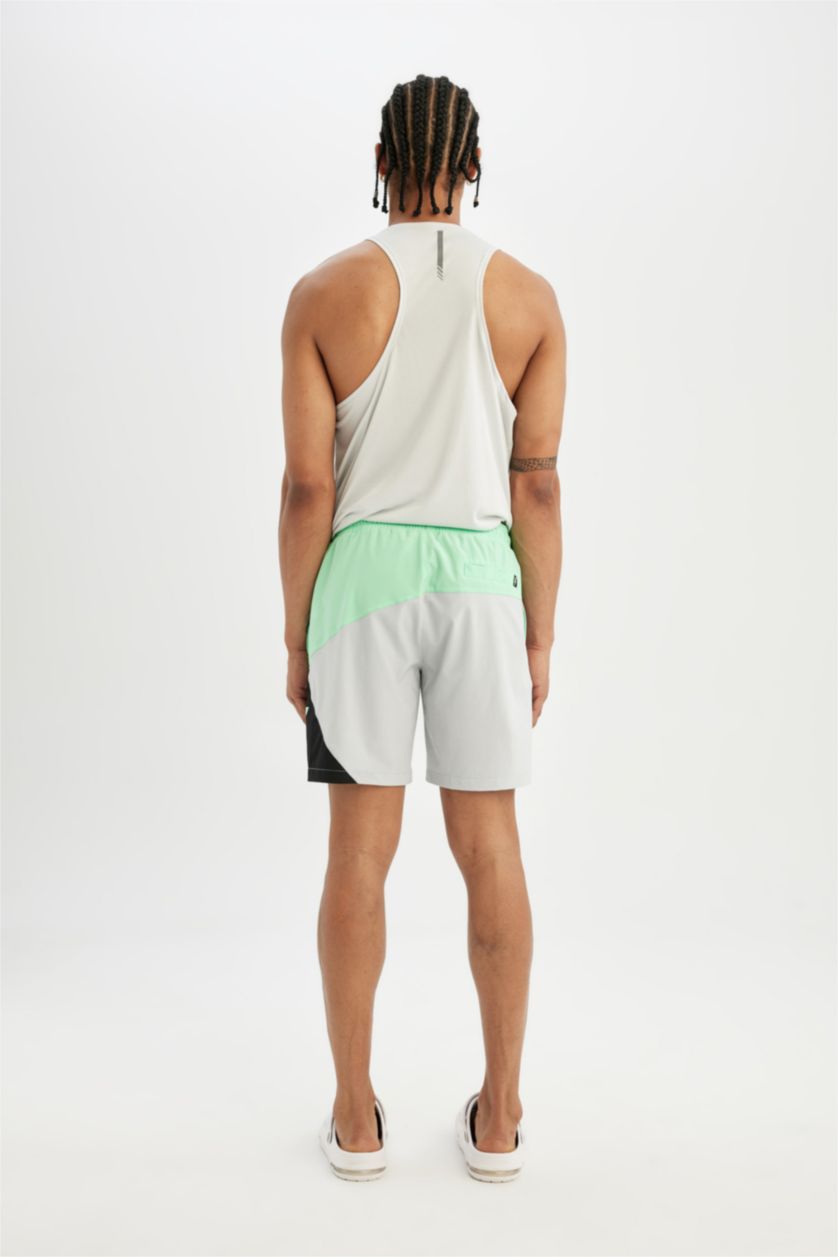 Man Light Grey DeFactoFit Regular Fit Printed Flexible Swim Shorts