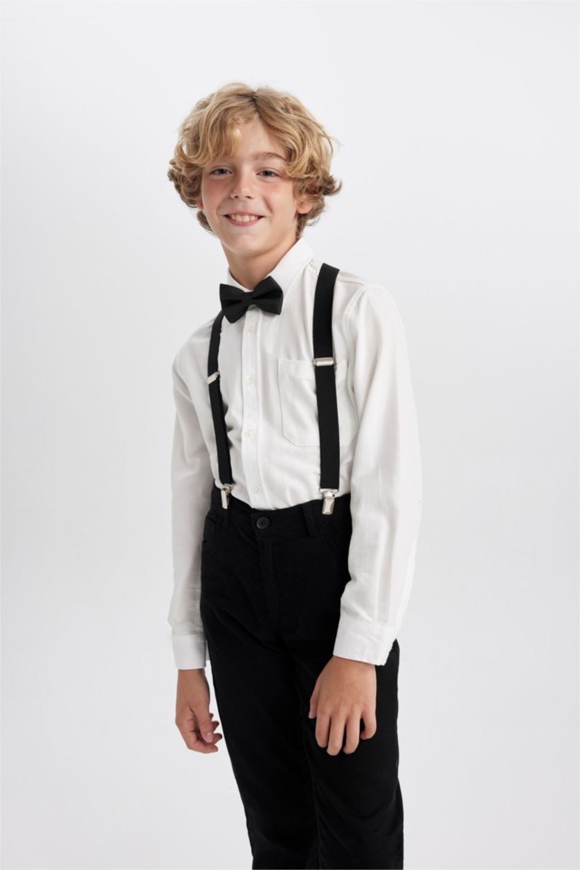BOYS & TEENS Black Boy Trouser Suspenders Bow Tie Set of 2