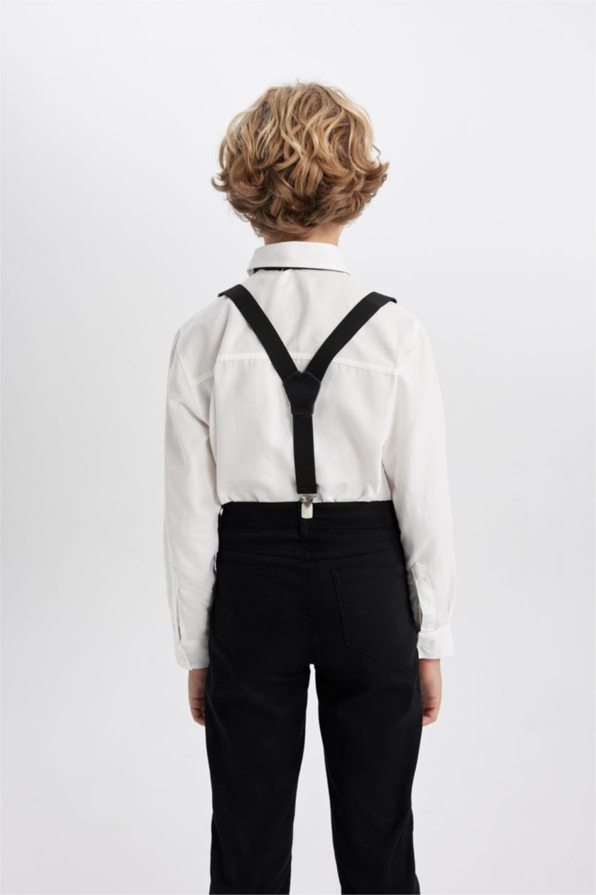 BOYS & TEENS Black Boy Trouser Suspenders Bow Tie Set of 2