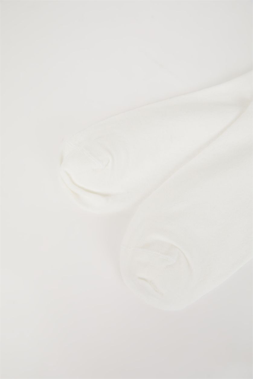 Kadın Beyaz Kadın Dikişsiz 2'li Bambu Patik Çorap