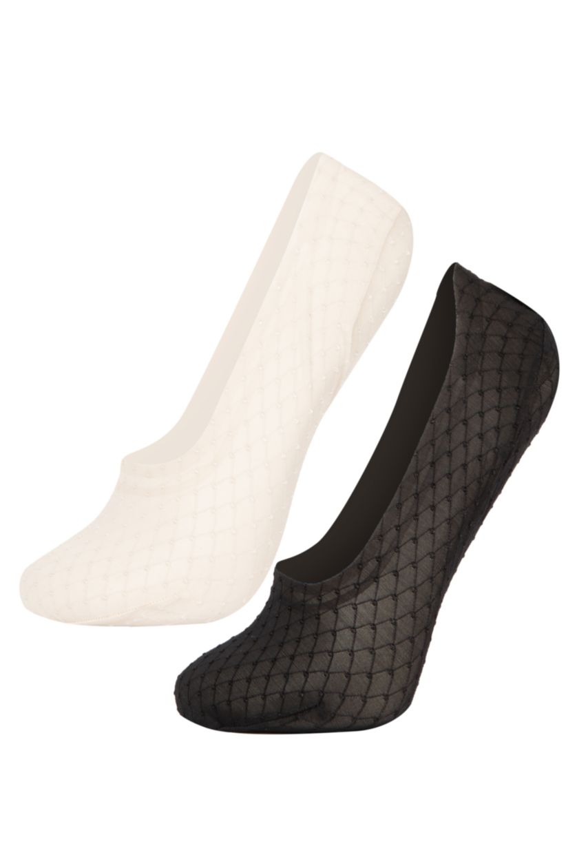 FEMME Beige Chaussettes Socquettes Microfibre à Découpe Laser pour Femme - 2 Paires