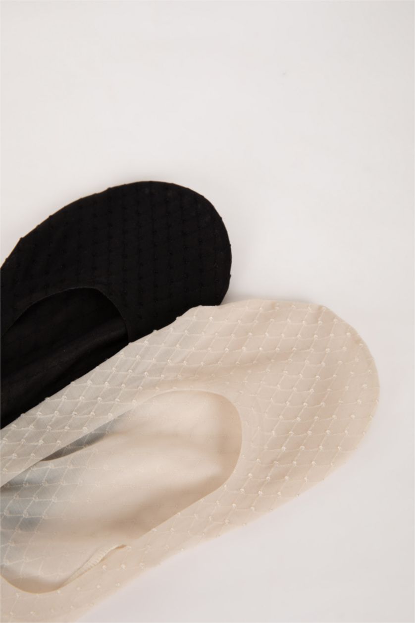 FEMME Beige Chaussettes Socquettes Microfibre à Découpe Laser pour Femme - 2 Paires