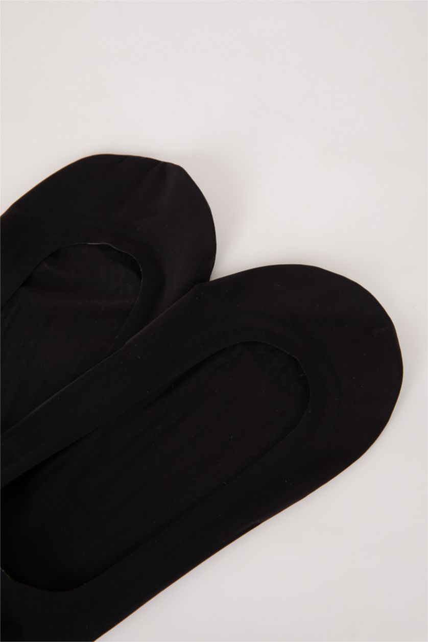 Kadın Siyah Kadın Lazer Kesim 2'li Microfiber Babet Çorap