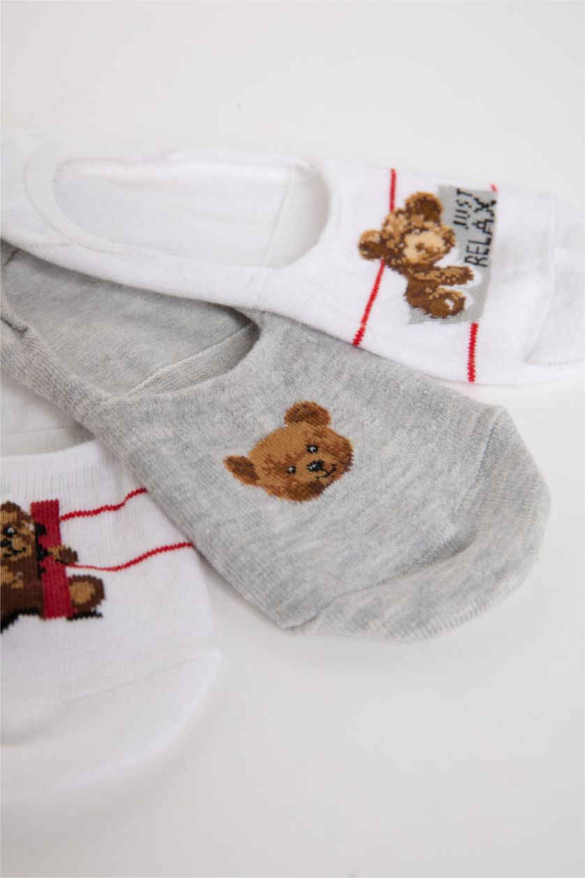 Kadın Karma Kadın Ayıcıklı 3'lü Pamuklu Babet Çorap