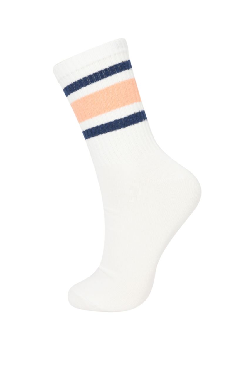 Women White 3 piece Cotton Long sock