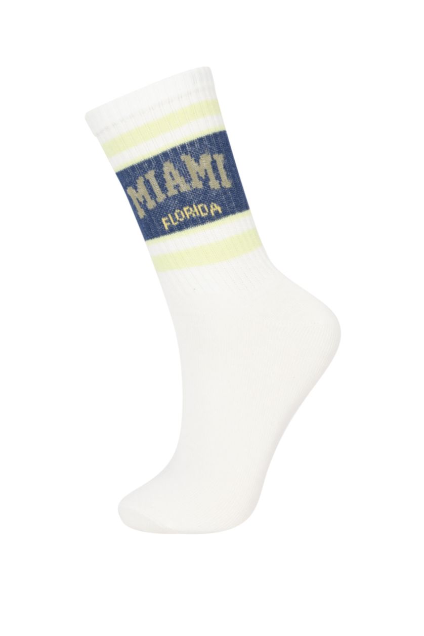 Women White 3 piece Cotton Long sock