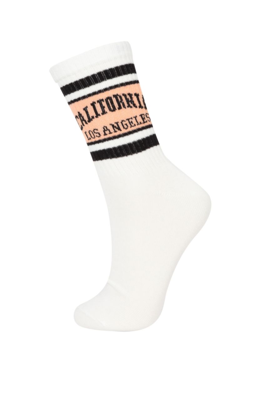 Women White 3 piece Cotton Long sock