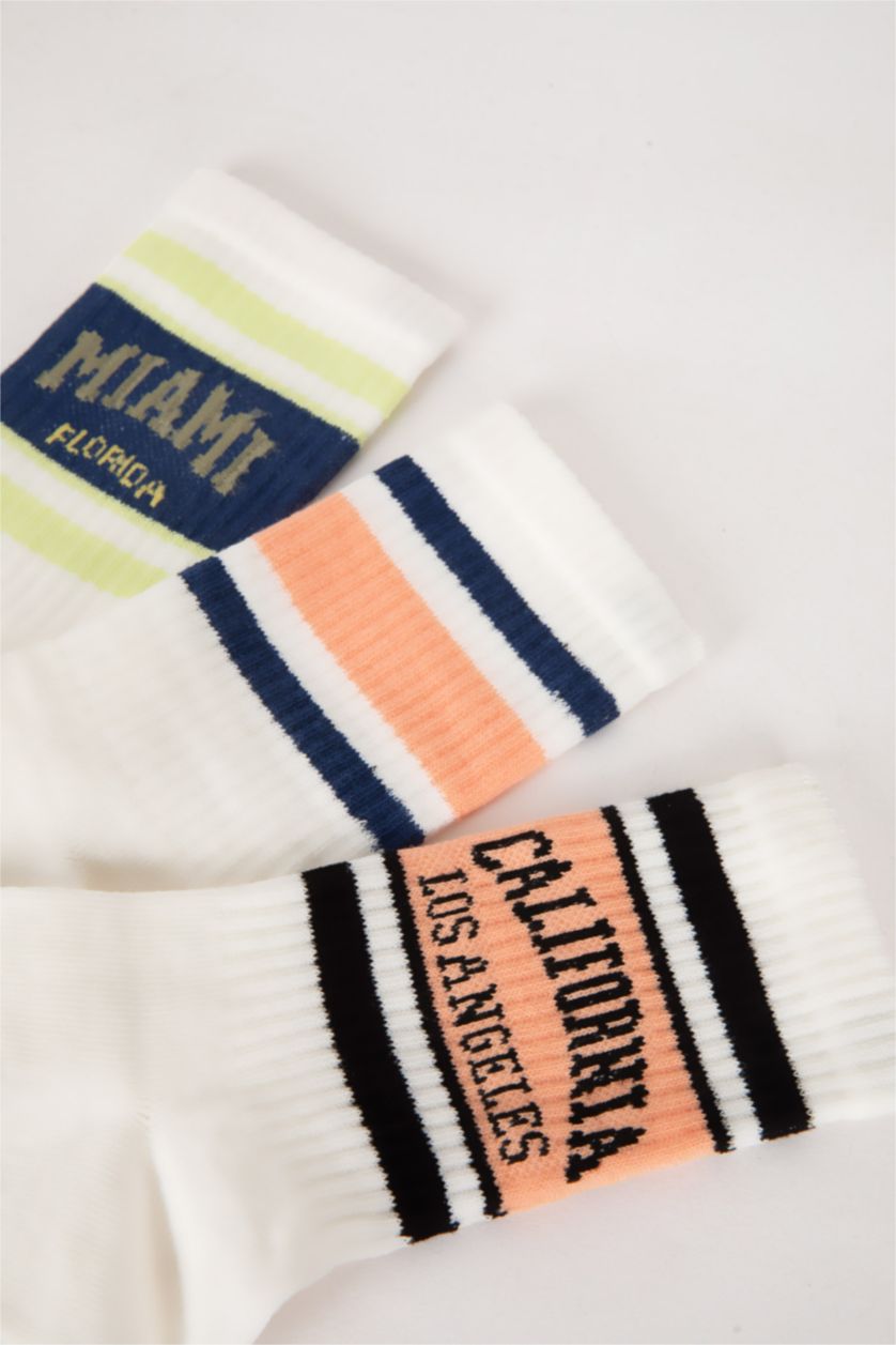 Women White 3 piece Cotton Long sock