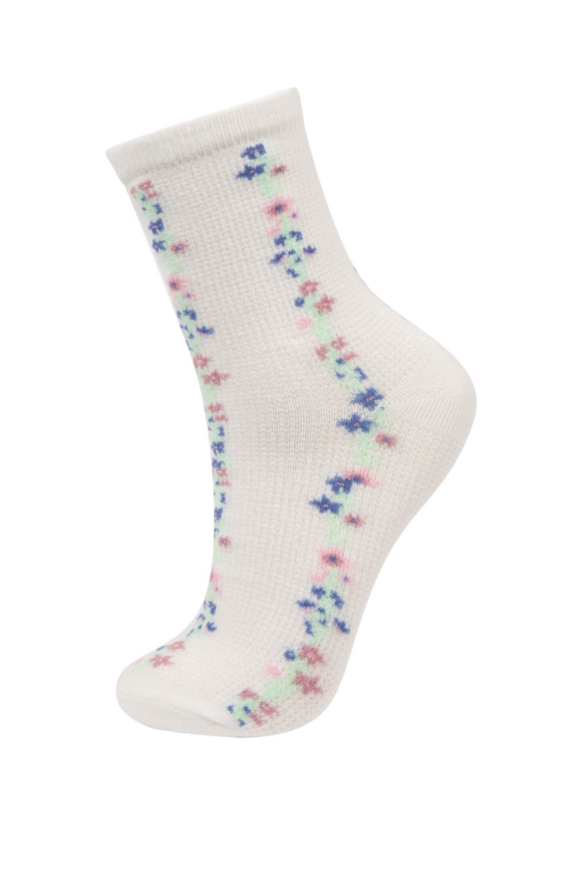 WOMAN White 3 piece Cotton Long sock