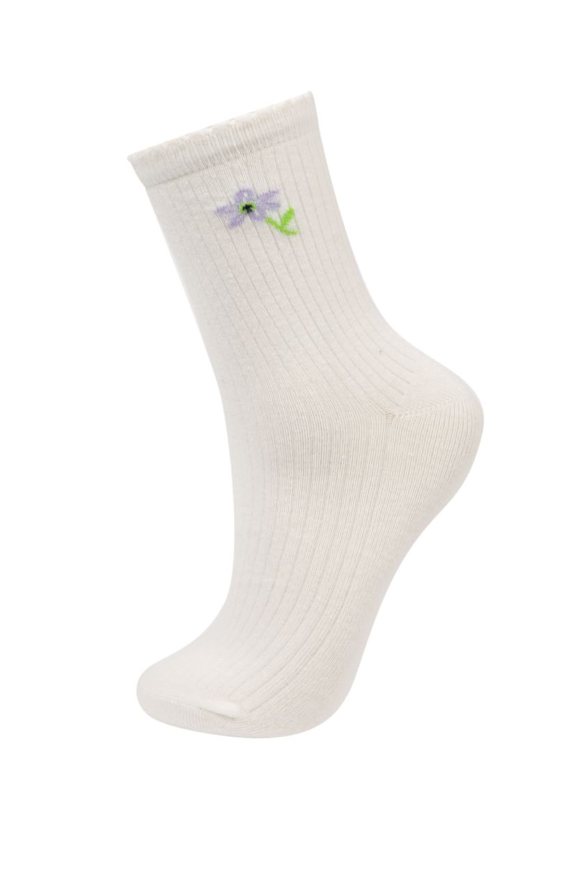 WOMAN White 3 piece Cotton Long sock