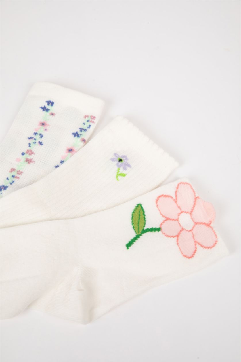 WOMAN White 3 piece Cotton Long sock
