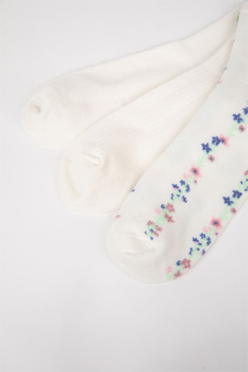 WOMAN White 3 piece Cotton Long sock