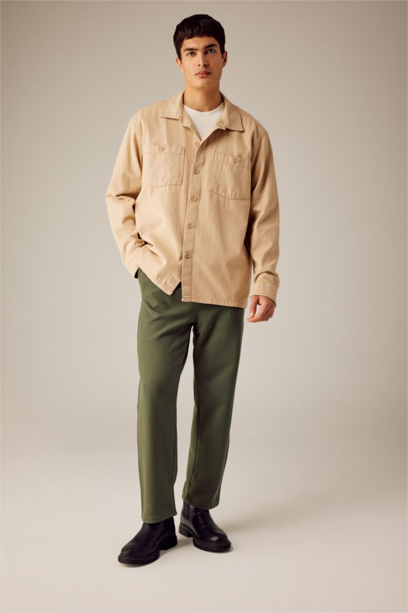 MAN Beige Relax Fit Cotton Long Sleeve Shirt