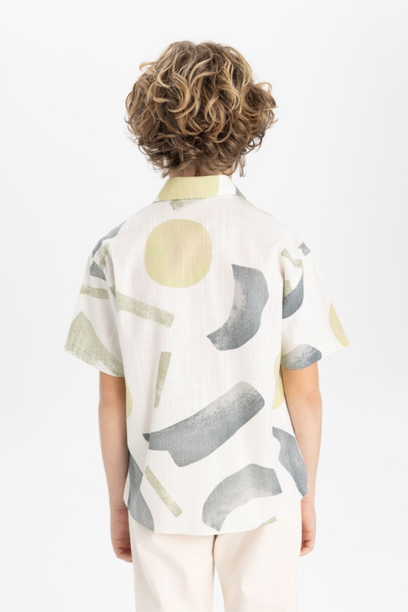 GARÇONS Écru Chemise Oversize Col Polo à Manches Courtes pour Garçon